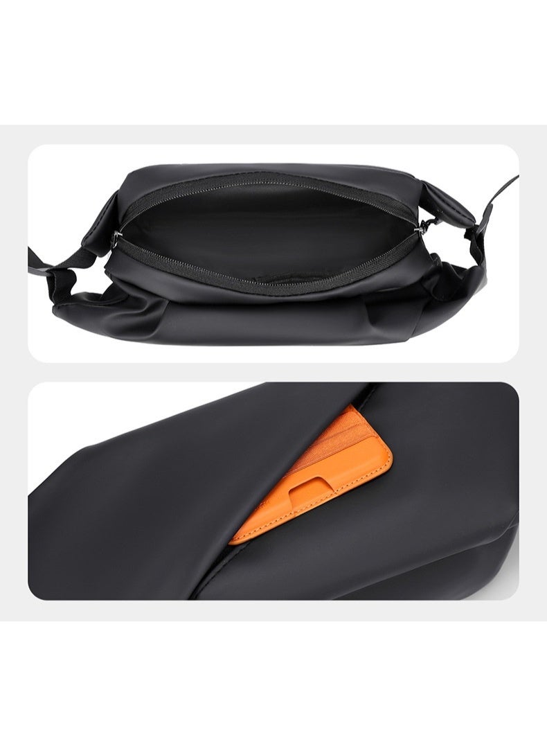 ويكسر حقيبة كتف رجالية، حقيبة رياضية كاجوال عصرية، حقيبة خصر للجري للنساء والرجال، حقيبة خصر متقاطعة مع حزام كتف قابل للتعديل، حقيبة ظهر سوداء 21*6*11 سم - Image 5