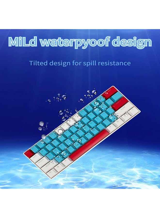 61 Keys Rgb Gaming Keyboard 60% Mini Wired Waterproof With Anti Ghosting Keyboard And Three Color Keycaps With Red Switch For Gamers(Tiffany Blue White And Red) - Image 5