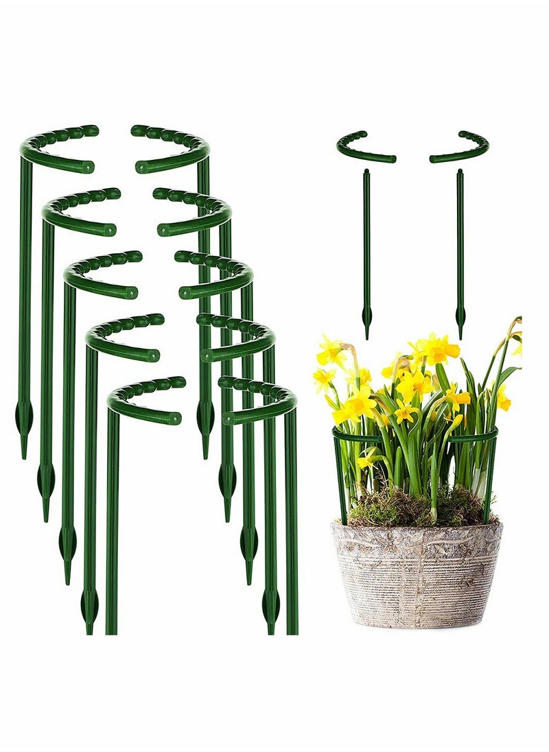 SYOSI Plant Support Garden Flower Support Stake Half Round Plant Support Ring Plastic Plant Cage Holder Flower Pot Climbing Trellis for Small Plant Flower Vegetable 10 PCS  - Image 1