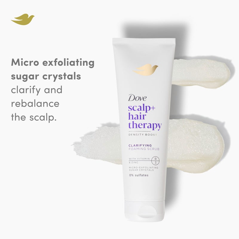 Dove Density Boost Clarifying Foaming Scrub Scalp + Hair Therapy for gentle scalp exfoliation, with Vitamin B3, Zinc and 0% sulfates, 9 oz - Image 2
