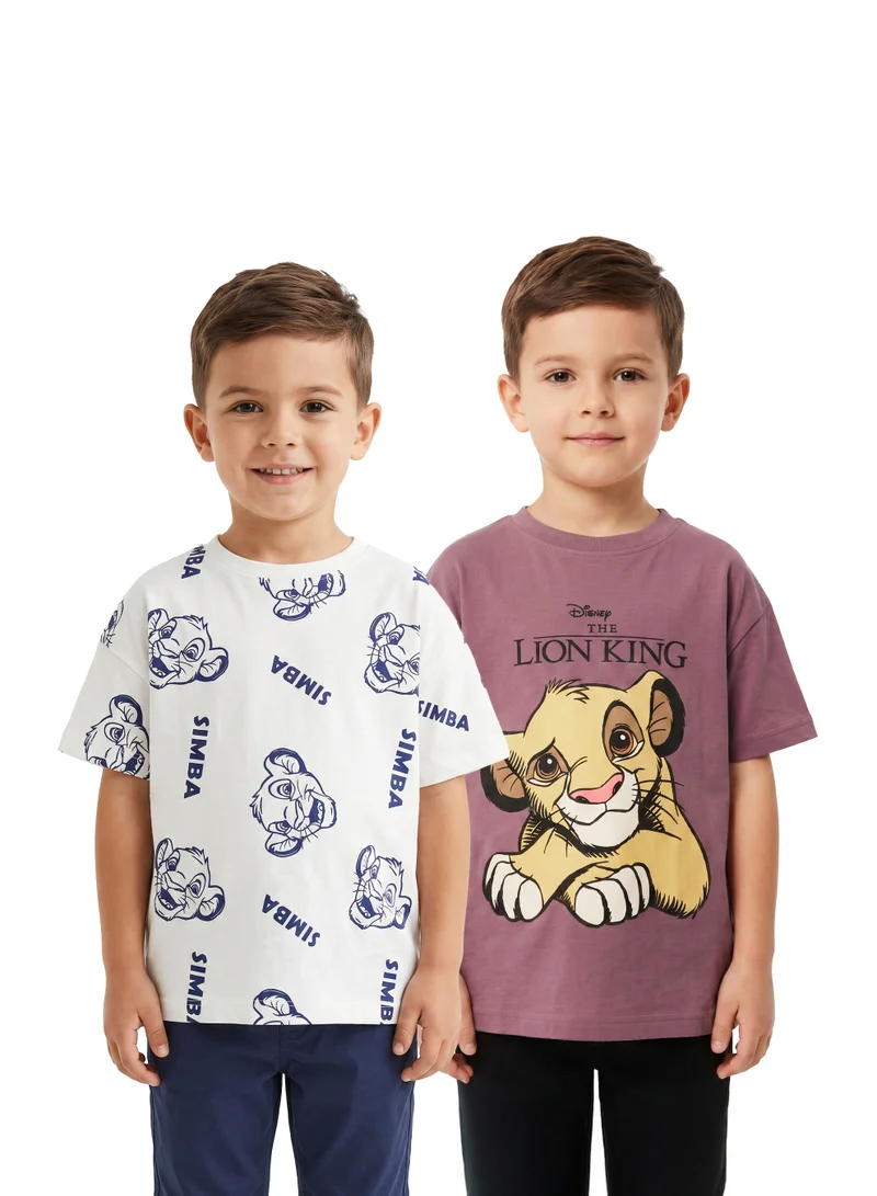 Disney Disney The Lion King Toddler Boys T-Shirt Pack of 2 | Simba Graphic Print Short Sleeve Tees | Soft Cotton Crew Neck Casual T-Shirts for Toddlers