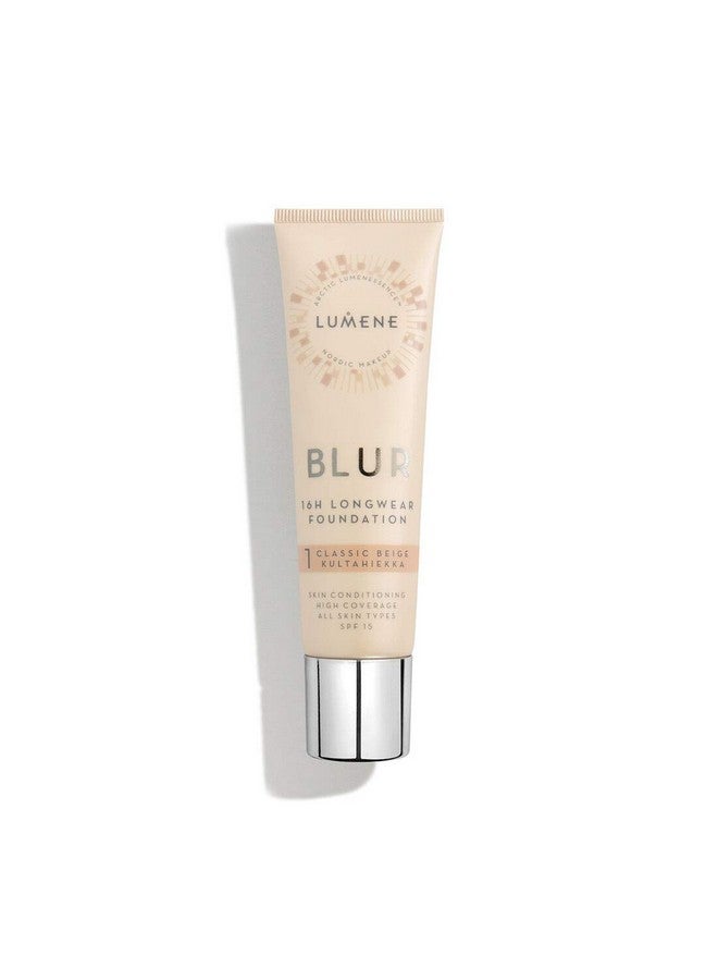 Lumene 16H Longwear Blur Foundation Spf 15 For All Skin Types High Coverage With Arctic Cloudberry 30 Ml ; 1.0 Fl.Oz. (1 Classic Beige) - Image 4
