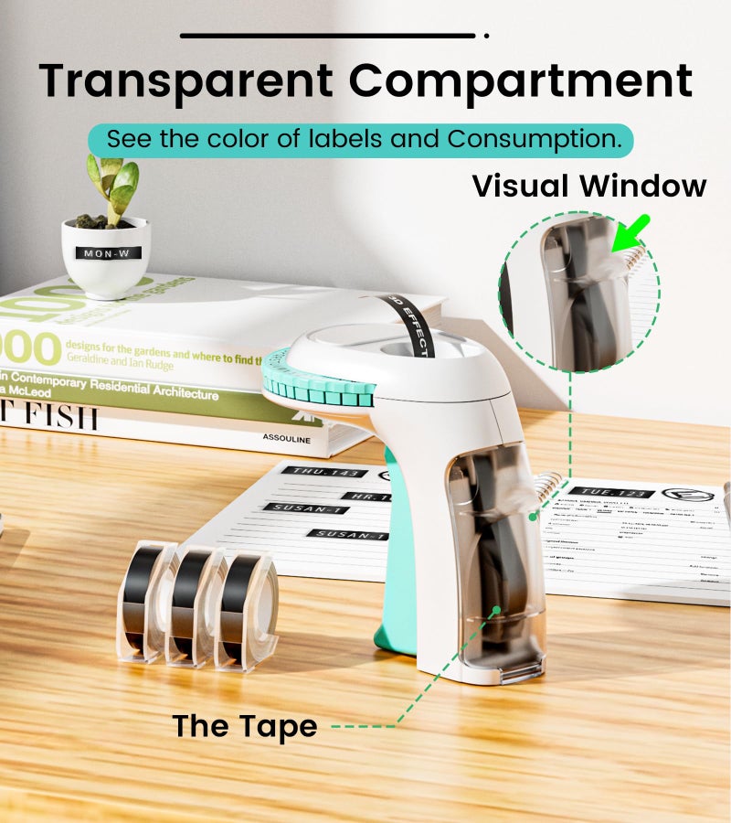 EazeID Embossing Label Maker Machine, Retro Embossed Label Maker Vintage, Handheld Old School Embosser with 3Rolls 3D 9mm 3/8 Inch Embossing Label Tapes for School Kids Items Home Office Scrapbooking - Image 5