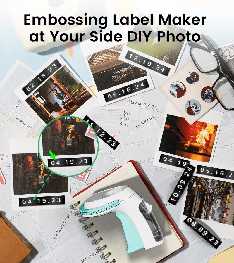 EazeID Embossing Label Maker Machine, Retro Embossed Label Maker Vintage, Handheld Old School Embosser with 3Rolls 3D 9mm 3/8 Inch Embossing Label Tapes for School Kids Items Home Office Scrapbooking - Image 3