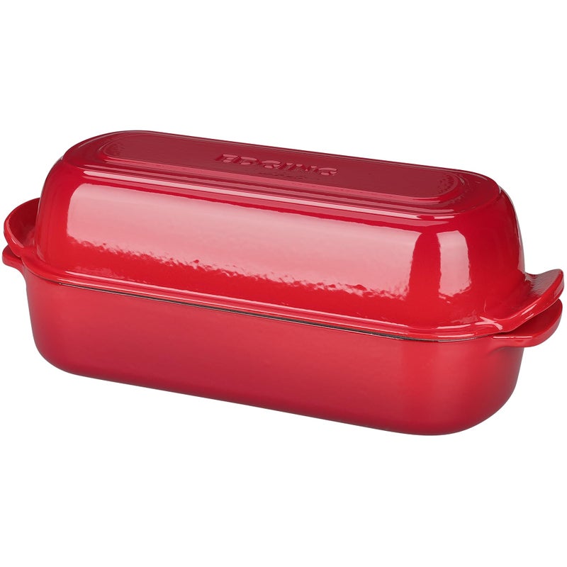 EDGING CASTING Enameled Cast Iron Loaf Pan with Lid, Bread pan, Dutch Oven Bread pan for Homemade Sourdough Bread Baking, 12.5x5.5 inch, 5qt, Red - Image 2