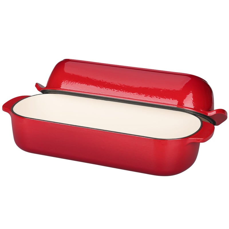 EDGING CASTING Enameled Cast Iron Loaf Pan with Lid, Bread pan, Dutch Oven Bread pan for Homemade Sourdough Bread Baking, 12.5x5.5 inch, 5qt, Red - Image 5