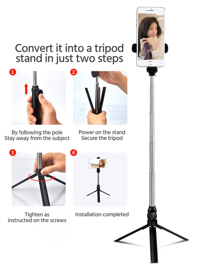 Selfie Stick Tripod with Wireless Remote, Aluminum Portable Lightweight Travel Tripod for Video Recording - Image 4