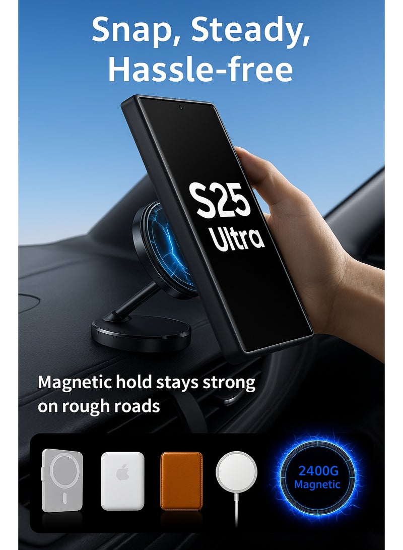 Leather-Look Magnetic Back Case for Samsung Galaxy S25 Ultra – Black Slim Protective Cover with Camera Guard - Image 4