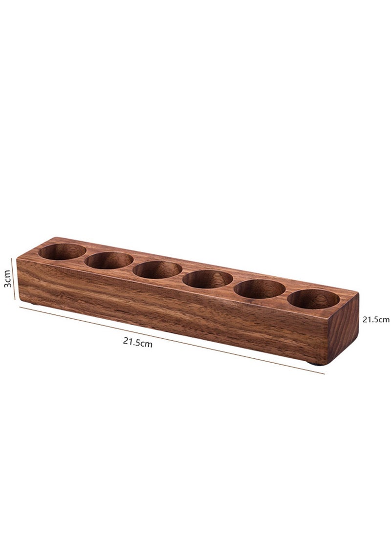MIBRU - Coffee Bean Jars Canisters Coffee Storage Containers Walnut Solid Wood Base 6 Tubes Single Dose with Wooden Holder Coffee Bean Cellar Dosing Glass Vials With Lids Display Stand - Image 1