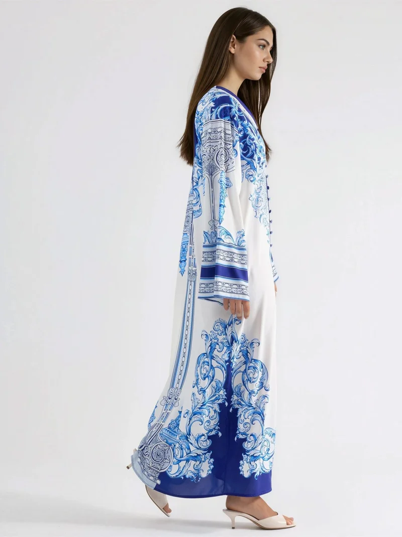 Jennyfer Printed Maxi Dress with V-Neck
