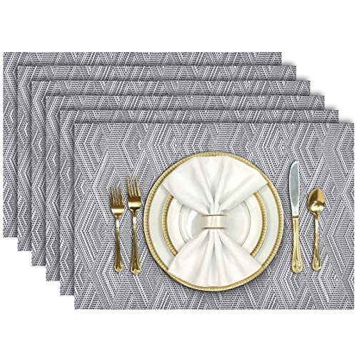 Aofmee Placemats Set of 6 Heat Resistant Place Mats Washable Durable PVC Table Mats Woven Vinyl Plastic Placemats for Kitchen Dining Table NonSlip Stain Resistant Placemats Indoor Easy to Clean