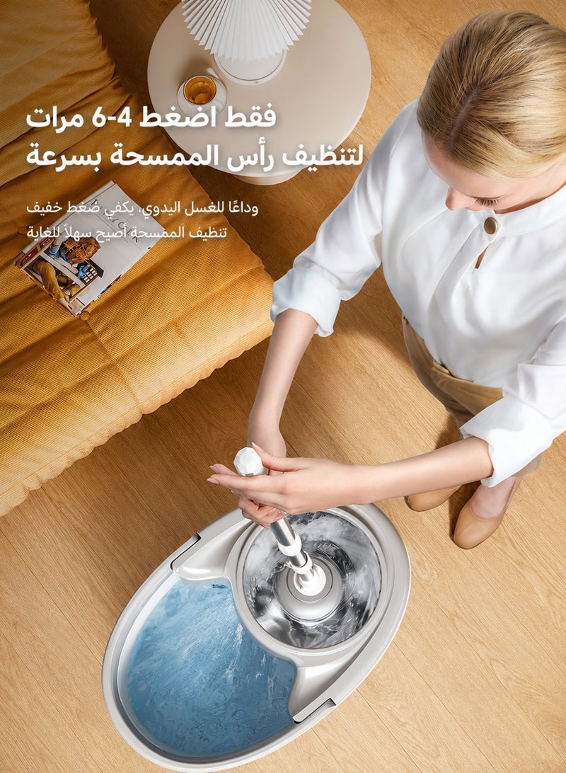 Nadrab 360° Rotating Mop With Bucket White With Extra 3 Cloths - Image 5