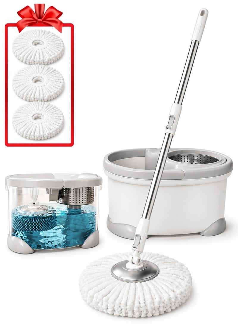 Nadrab 360° Rotating Mop With Bucket White With Extra 3 Cloths - Image 1
