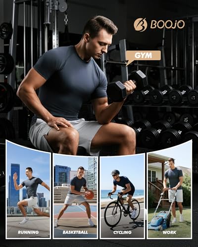 BOOJO 5 Pack Short Sleeve Compression Shirt Men - Workout Quick Dry Base Layer Shirts Moisture Wicking Top for Gym Athletic - Image 5