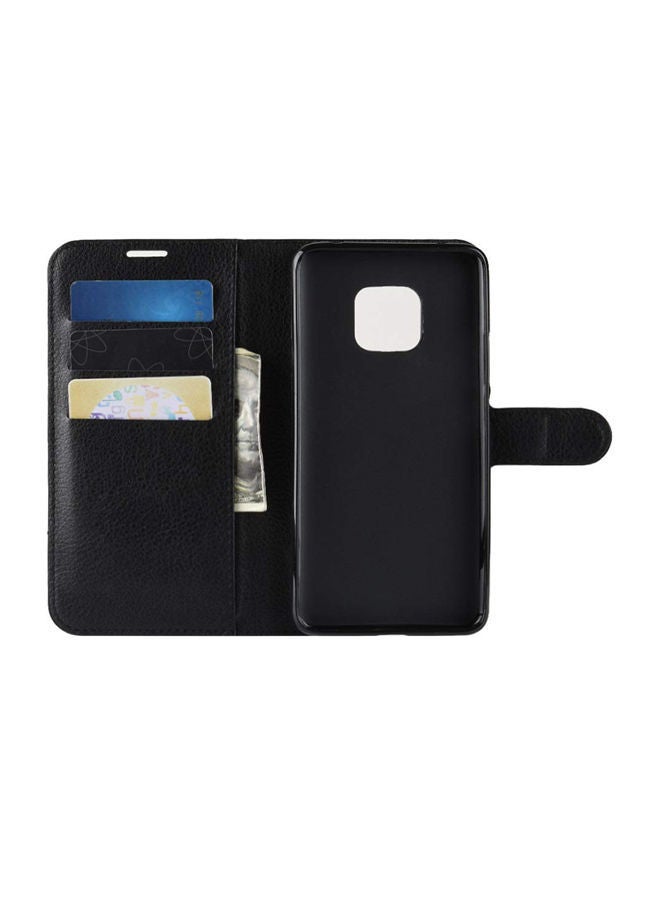 NIBEMINENT Leather Wallet Case Cover With Kickstand And Card Slot For Huawei Mate 20 Pro Black  - Image 2