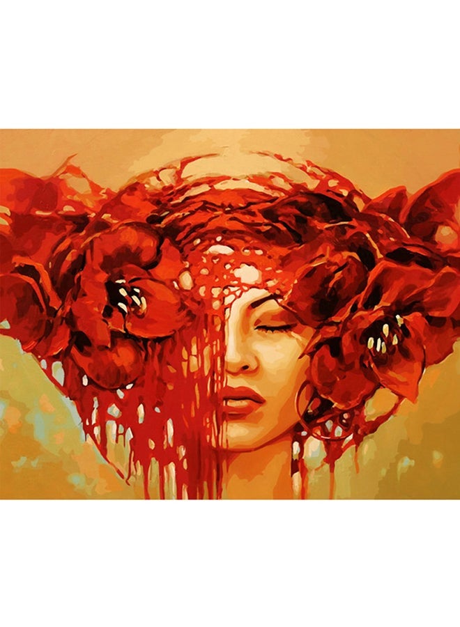 NIBEMINENT Red Makeup Canvas Oil Painting With DIY Kit Multicolour 40x50cm - Image 1