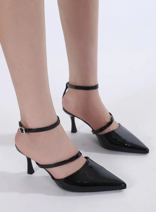 سنيك ايه بيك صندل بكعب رفيع ومقدمة مدببة