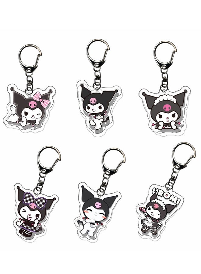 6PCS Cute Cartoon Kuromi Keychain, Versatile Accessory for Backpacks, Handbags, and Car Keys - Image 1