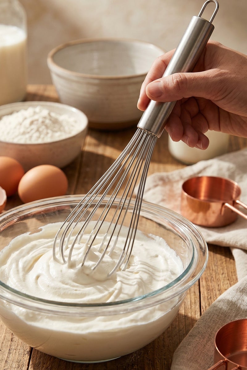 Stainless Steel Manual Balloon Whisk, Classic Wire Hand Egg Beater and Baking Cream Mixer with Ergonomic Cylindrical Handle and Hanging Loop - Image 1