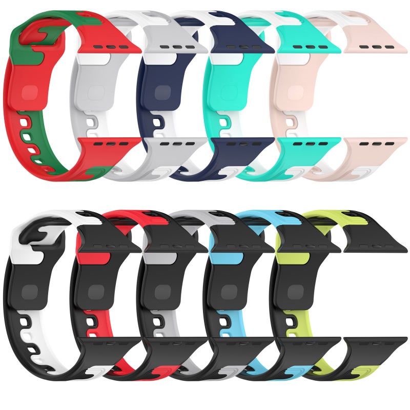 erorex For Apple Watch Se 44Mm Double Color Silicone Watch Band(Black+Green) - Image 5
