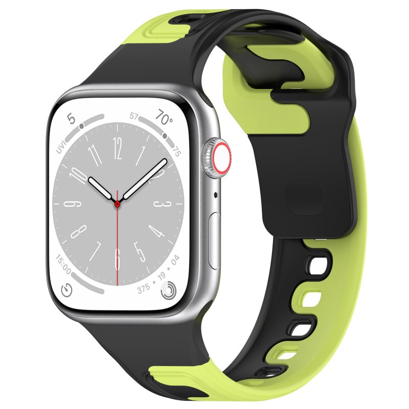 erorex For Apple Watch Se 44Mm Double Color Silicone Watch Band(Black+Green) - Image 1