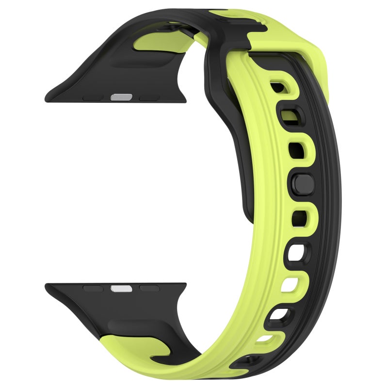 erorex For Apple Watch Se 44Mm Double Color Silicone Watch Band(Black+Green) - Image 2