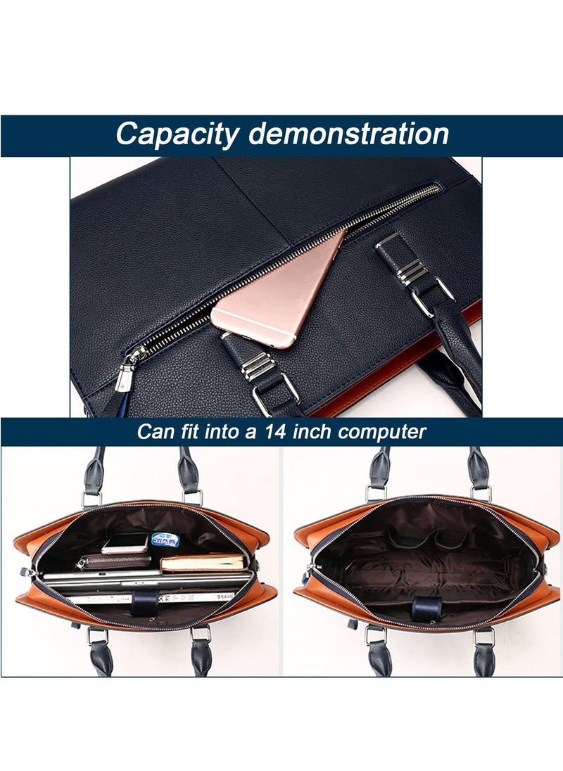 SYOSI - Black Business Bag Leather Briefcase Shoulder Laptop Office Bag Messenger Bag Removable and Adjustable Shoulder Strap Travel Bag for Men - Image 1