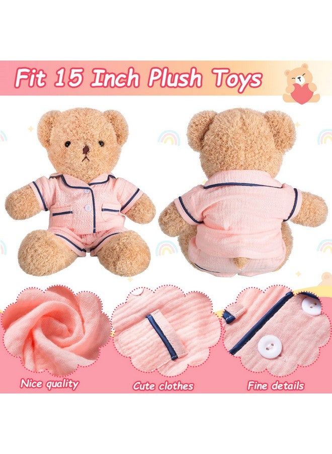 Hungdao ملابس دب بيجامة دب اصنع ملابس حيواناتك الخاصة تناسب معظم دمى الدب 14 18 بوصة ملحقات دب وردية - Image 3