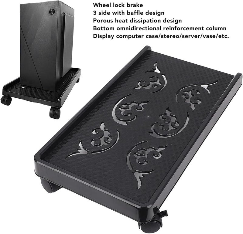 Adjustable Metal CPU Stand With 4 Caster Wheels For Gaming PC Home Office Black - Image 5