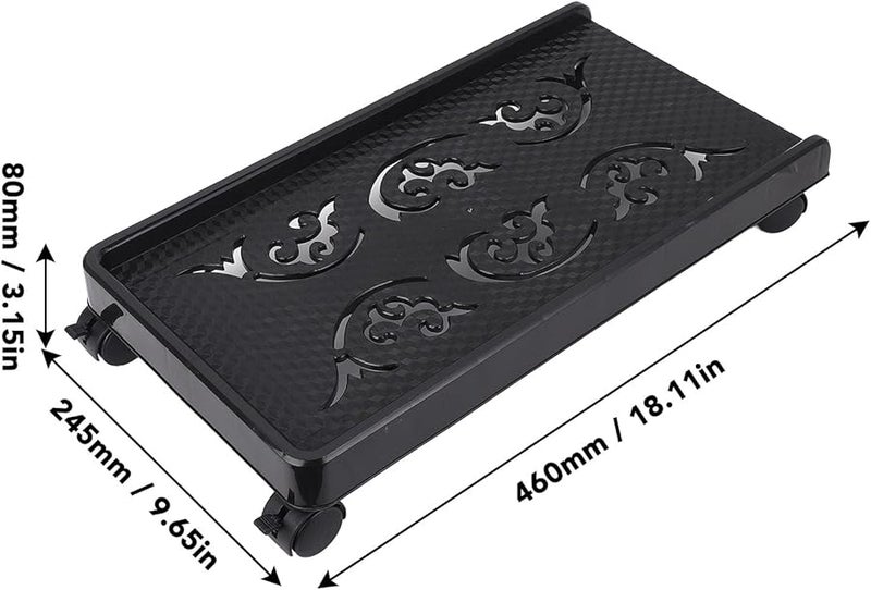 Adjustable Metal CPU Stand With 4 Caster Wheels For Gaming PC Home Office Black - Image 3