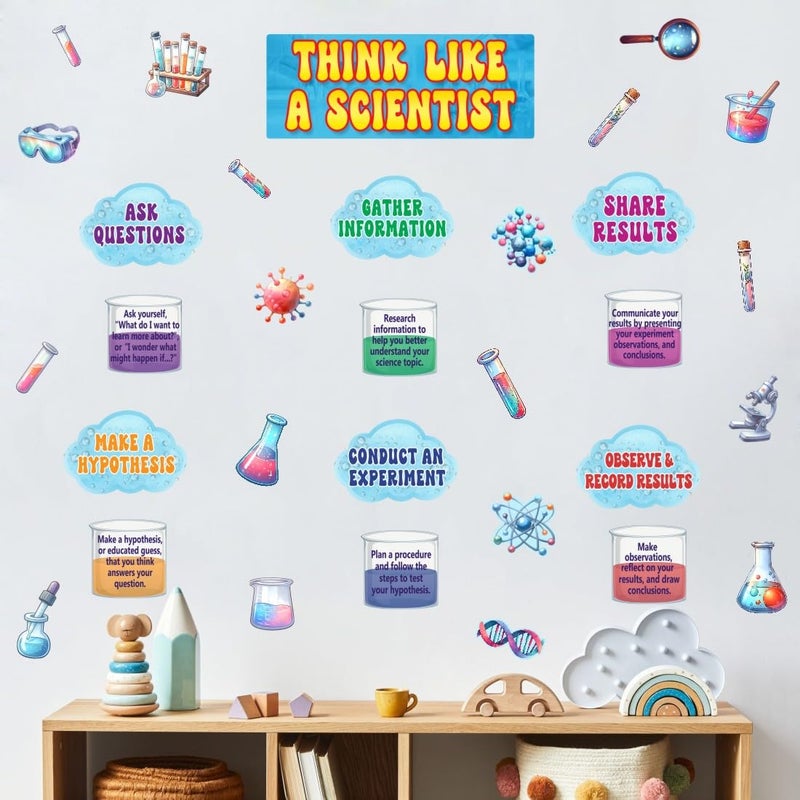 YIMEHDAN Colorful Science Quote Wall Decal Think Like a Scientist Inspirational Quote Vinyl Wall Stickers Removable Student Chemistry Educational Artwork for Classroom School Laboratory Decor - Image 2
