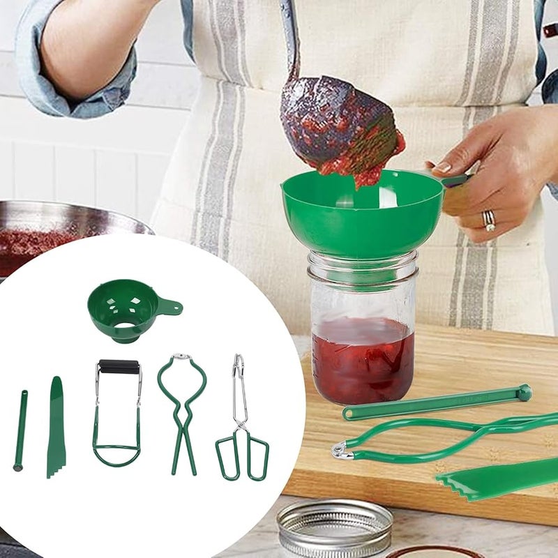 6PCS Canning Supplies Starter Kit with Jar Lifter Funnel Wrench Tongs for Beginners - Image 3