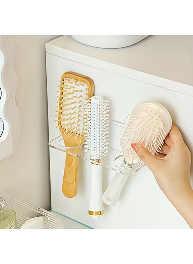 Transparent Wall Mounted Hair Brush Holder Multiple Slots Bathroom Organizer - Image 5