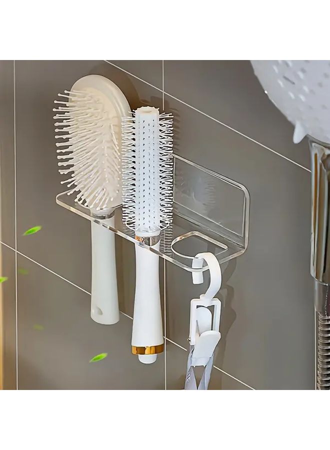 Transparent Wall Mounted Hair Brush Holder Multiple Slots Bathroom Organizer - Image 1