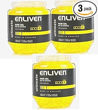 3 X ENLIVEN HAIR GEL WITH PRO VITAMIN B5 FOR ULTIMATE HOLD 250ML YELLOW 502153