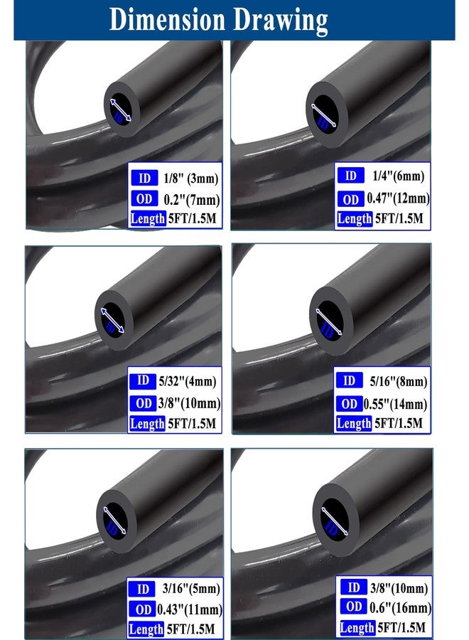 Tnisesm Silicone Vacuum Tubing Hose 130PSI 5 FT With 12 Sizes 128PCS Vacuum Connector, 1/8" 5/32" 3/16" 1/4" 5/16" 3/8"ID High Performance Automotive Silicone Vacuum Tubing Hose line Kit - Image 2