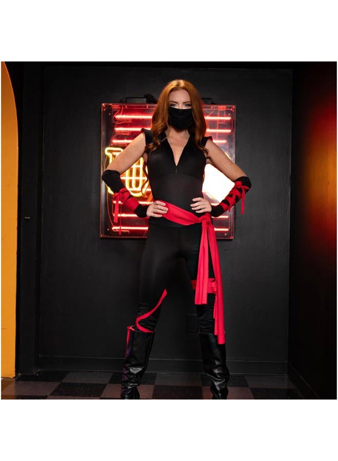 Leg Avenue Women's 4 Pc Deadly Ninja Costume, Black/Red, L - Image 3