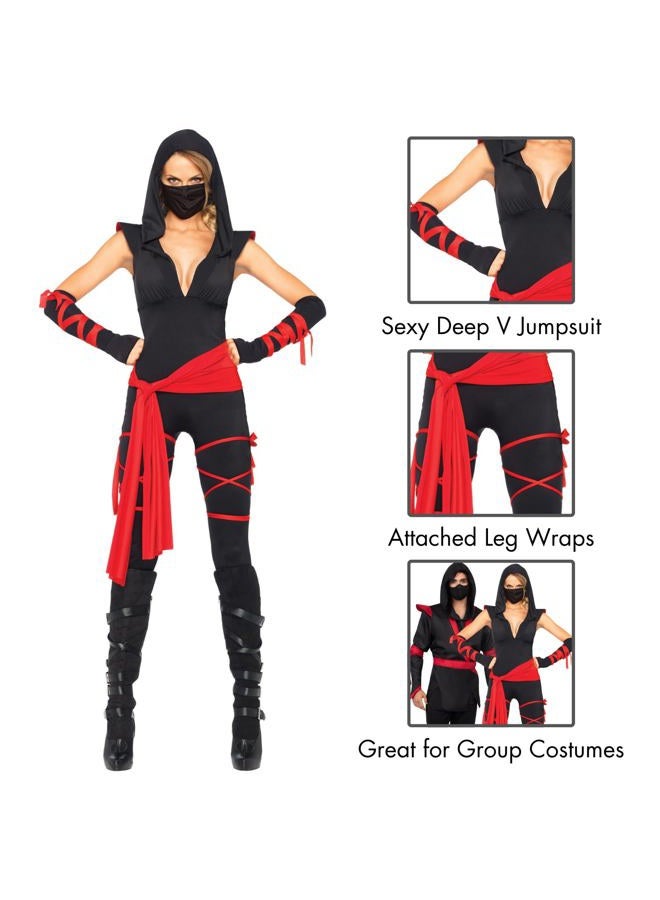 Leg Avenue Women's 4 Pc Deadly Ninja Costume, Black/Red, L - Image 2