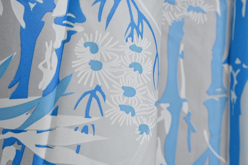 HOMECROWN Floral Design Waterproof Shower Curtain for Bathroom PVC Plastic Water Repellent Curtain with 8 Hooks 7 X 4 Feet Blue Color Pack of 1 - Image 2