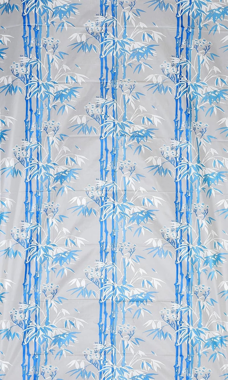 HOMECROWN Floral Design Waterproof Shower Curtain for Bathroom PVC Plastic Water Repellent Curtain with 8 Hooks 7 X 4 Feet Blue Color Pack of 1 - Image 3