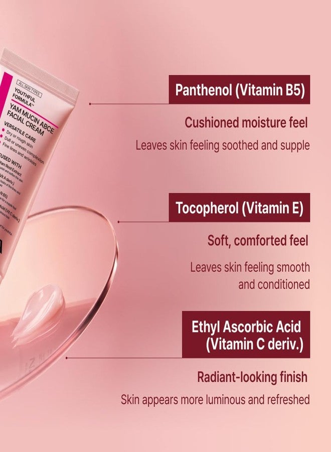 NIDA Youthful Formula™ Yam Mucin ABCE Facial Cream | Wild Yam Root Extract, Retinal, Panthenol, Ethyl Ascorbic Acid, Tocopherol | Hydration, Wrinkles, Dry Skin | 1.86 fl. oz., 55ml - Image 5