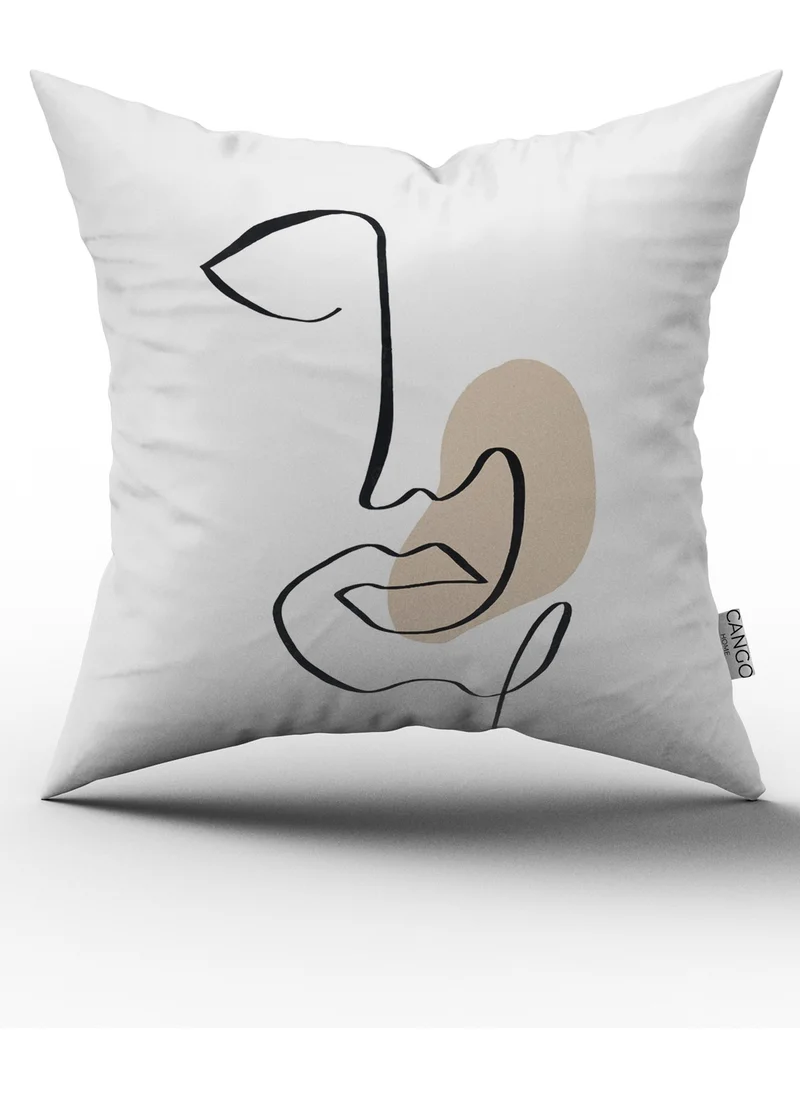 Cango Home White Black Modern Silhouette Figure Patterned Digital Print Throw Pillow Pillow Case CGH511