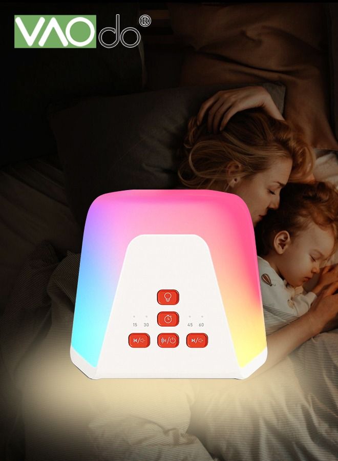VAOdo Natural Sound Night Light, Portable 7 Colored Night Lights Bedside Light Intelligent Sound Control USB Rechargeable Auto-Off Timer for Kids Adults Lullaby Travel Nursery  ﻿ - Image 1