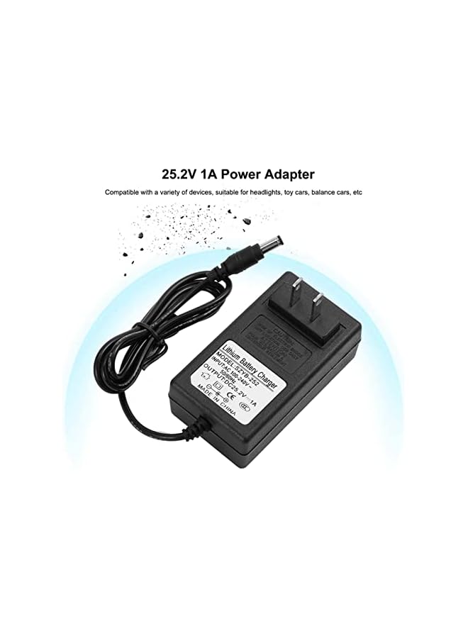 promass 25.2V 1A Battery Power Adapter, 25.2V 1000mA Power Supply Adapter with Multiple Protections, LED Indicator, Wide Adaptability for Headlamps/Toy Cars/Balance Bikes (UK Plug) - Image 2