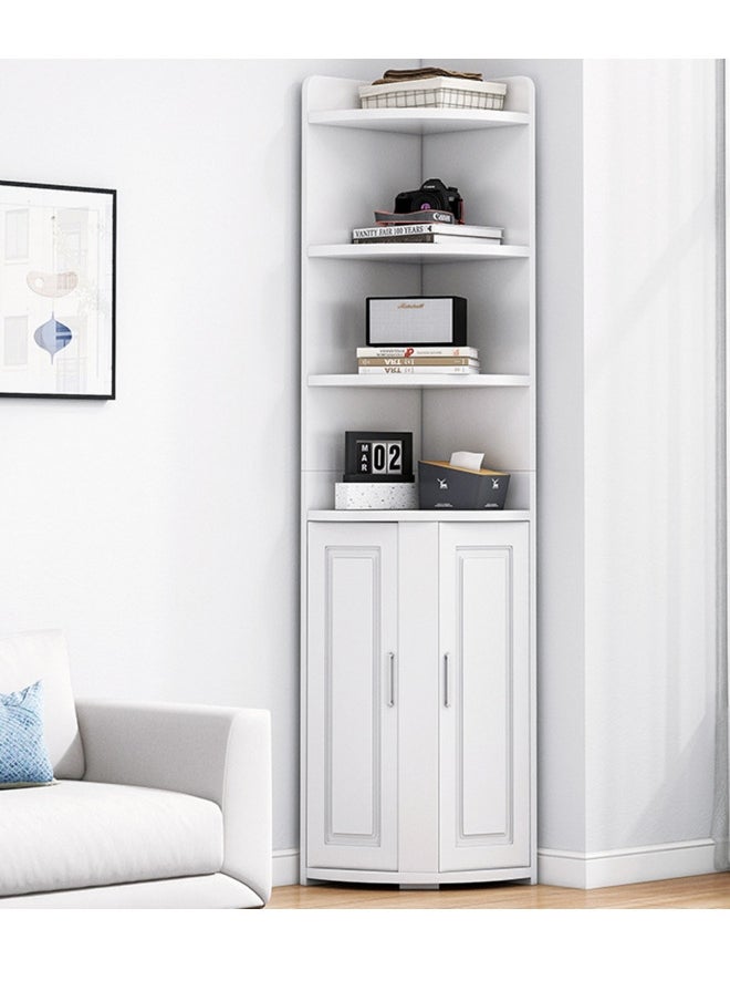 HXDream Corner Cabine,Living Room Storage Cabinet,4-Tier Storage Cabinet With 2 Doors,For Bathroom, Kitchen, Living Room Or Bedroom White  - Image 1
