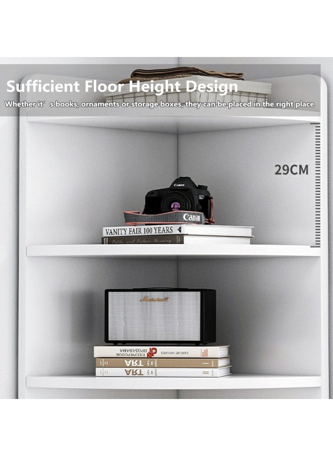 HXDream Corner Cabine,Living Room Storage Cabinet,4-Tier Storage Cabinet With 2 Doors,For Bathroom, Kitchen, Living Room Or Bedroom White  - Image 3