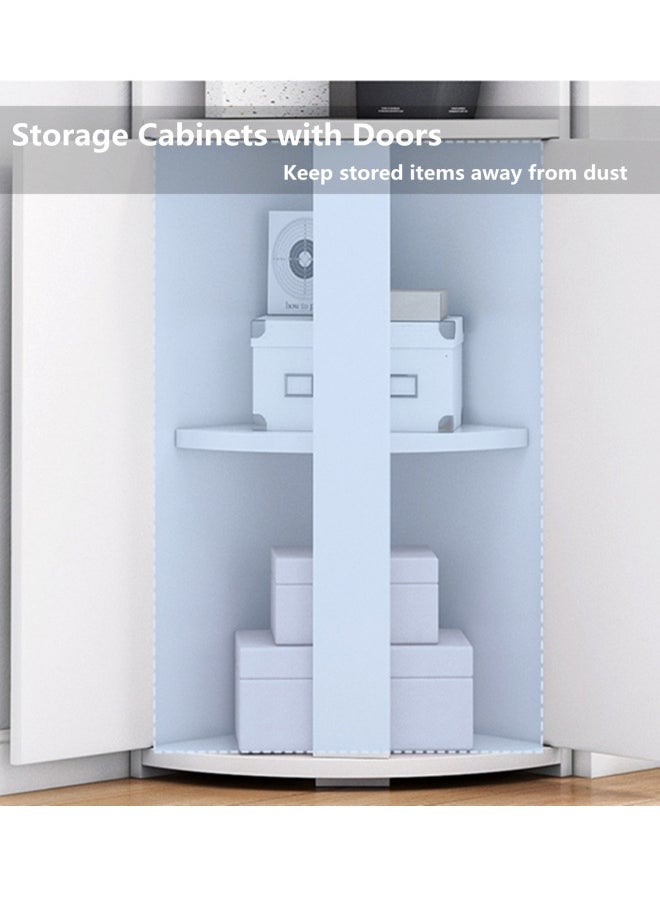 HXDream Corner Cabine,Living Room Storage Cabinet,4-Tier Storage Cabinet With 2 Doors,For Bathroom, Kitchen, Living Room Or Bedroom White  - Image 4