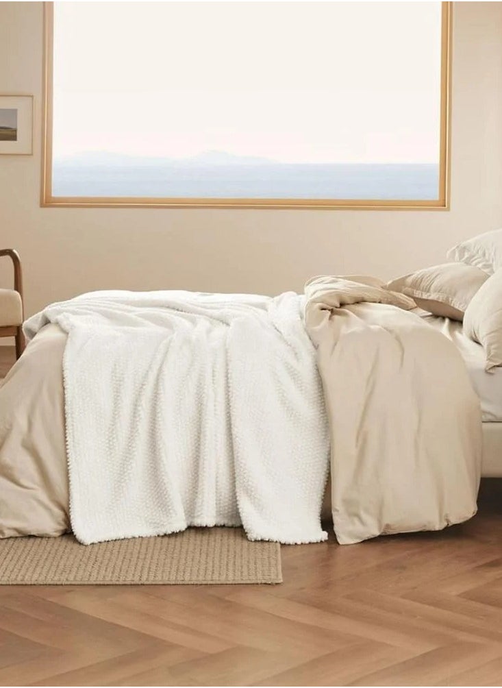 Melen Lavita Embossed Velvet Blanket 200 × 230 - Ecru  - Image 3