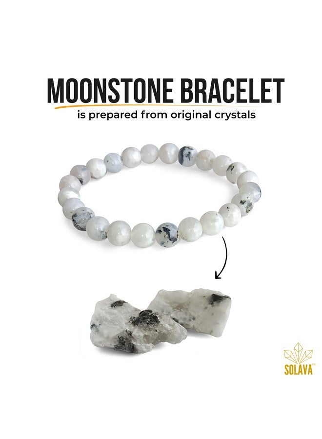 SOLAVA Original Rainbow Moonstone Bracelet with Lab Certificate for Unisex Adult Natural Energised Moon Stone Bracelet for Peace, Relationship, Emotional & Chakra Healing & Positivity - 8MM Beads - Image 3