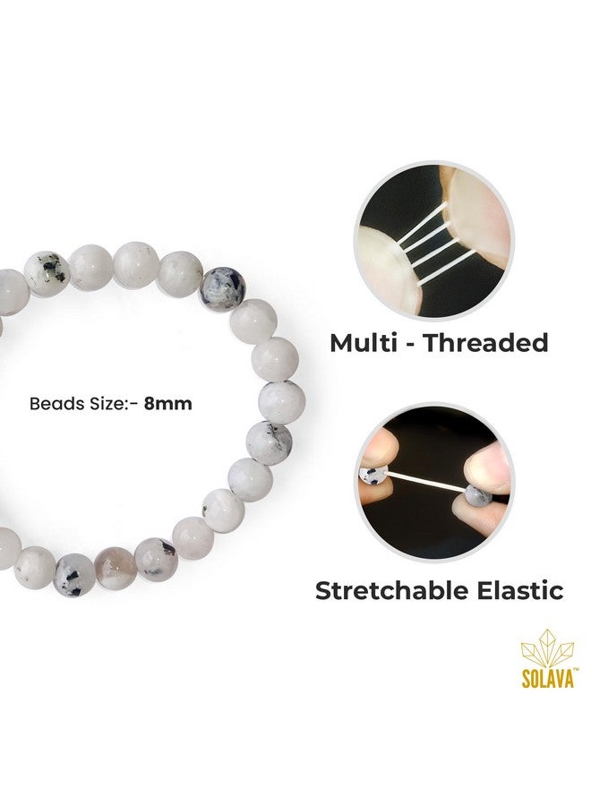 SOLAVA Original Rainbow Moonstone Bracelet with Lab Certificate for Unisex Adult Natural Energised Moon Stone Bracelet for Peace, Relationship, Emotional & Chakra Healing & Positivity - 8MM Beads - Image 4
